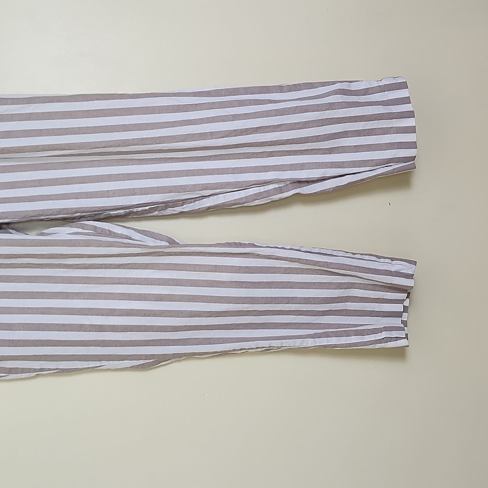 Zara Basic Women's Tan and White Vertical Stripe Pants, Size Extra Small (XS) - Picture 5 of 11
